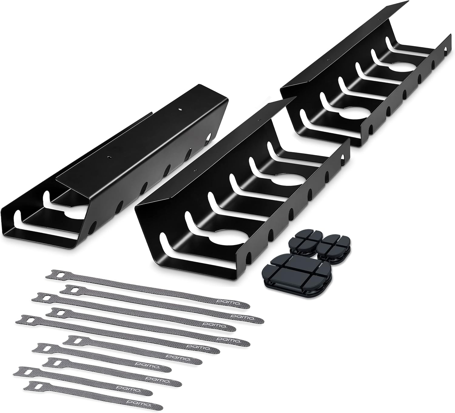 PAMO Cable Management Under Desk for Easy mounting Under-Table I Set of 3 - with 10X Cable Ties I Desk Organizer for Office/Home Office Table Thoughtful Cable Tray Holder - Image 2