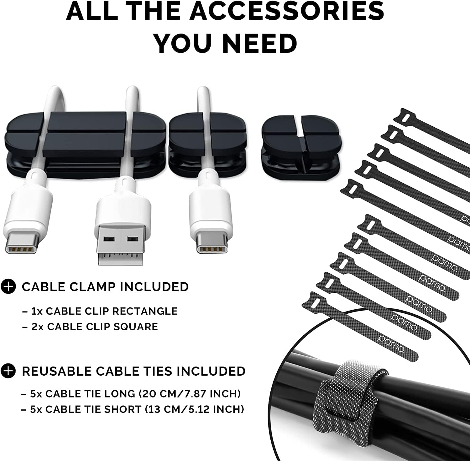 PAMO Cable Management Under Desk for Easy mounting Under-Table I Set of 3 - with 10X Cable Ties I Desk Organizer for Office/Home Office Table Thoughtful Cable Tray Holder - Image 4